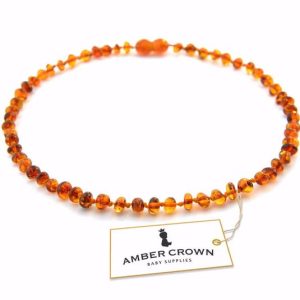 amber crown teething necklace