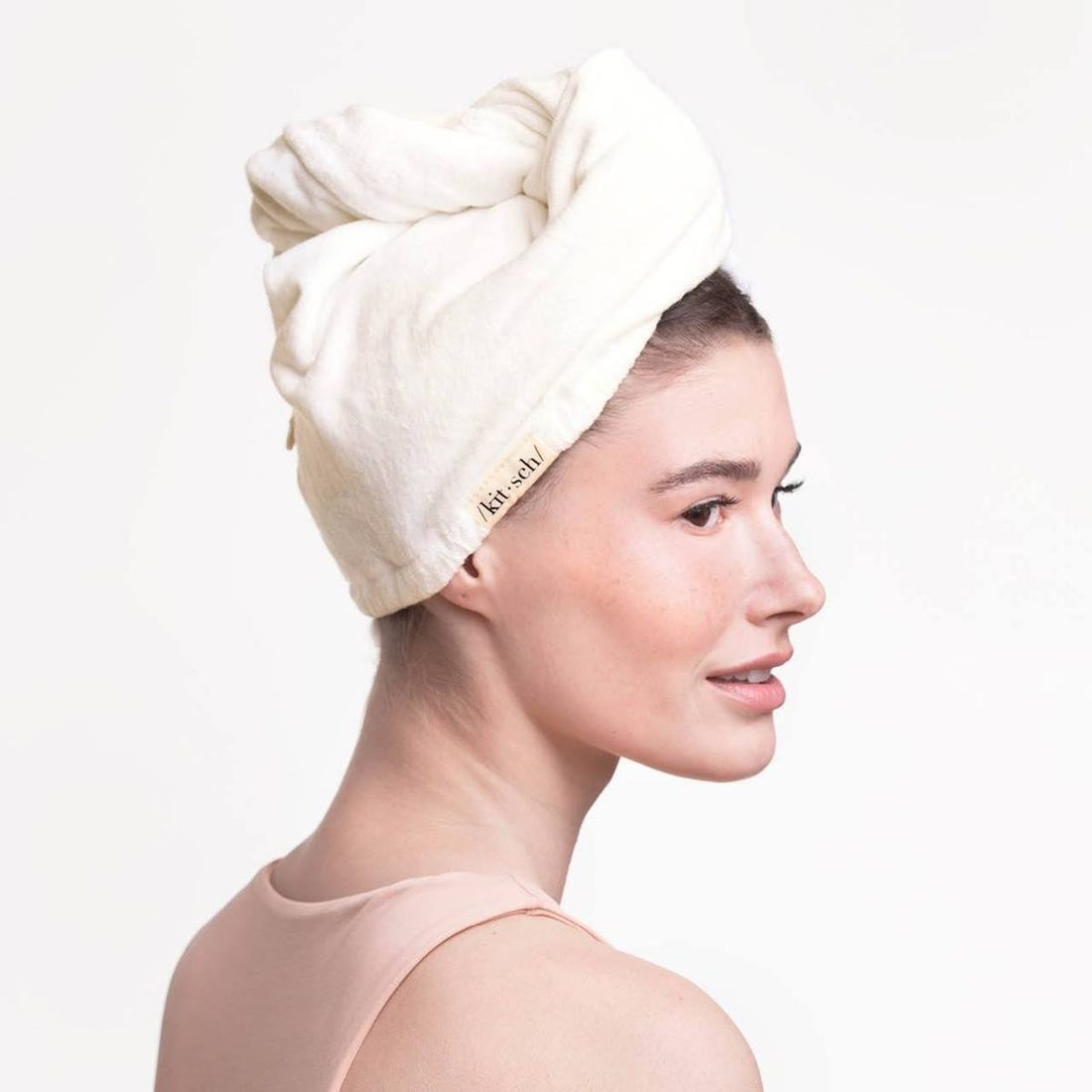 Kitsch Microfiber Hair Towel In Ivory Organic Bunny